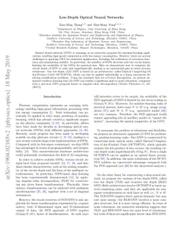 Low-Depth Optical Neural Networks