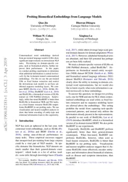 Probing Biomedical Embeddings from Language Models