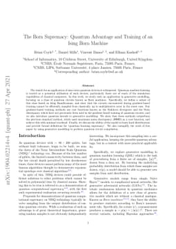 The Born Supremacy: Quantum Advantage and Training of an Ising Born
  Machine
