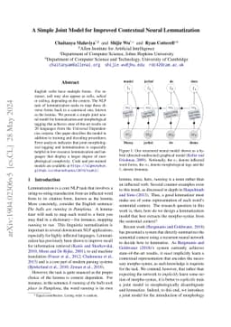 A Simple Joint Model for Improved Contextual Neural Lemmatization