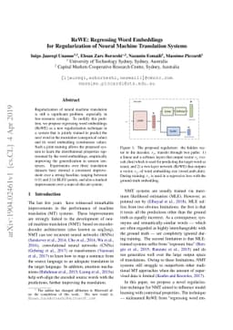 ReWE: Regressing Word Embeddings for Regularization of Neural Machine
  Translation Systems