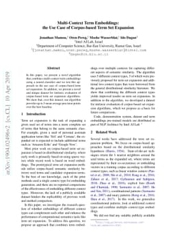 Multi-Context Term Embeddings: the Use Case of Corpus-based Term Set
  Expansion