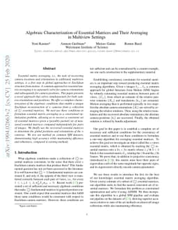 Algebraic Characterization of Essential Matrices and Their Averaging in
  Multiview Settings