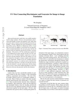 UU-Nets Connecting Discriminator and Generator for Image to Image
  Translation