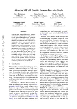Advancing NLP with Cognitive Language Processing Signals