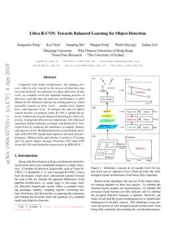 Libra R-CNN: Towards Balanced Learning for Object Detection