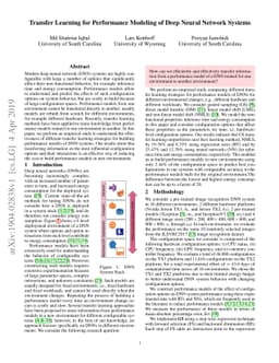 Transfer Learning for Performance Modeling of Deep Neural Network
  Systems