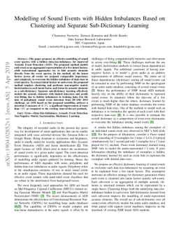 Modelling of Sound Events with Hidden Imbalances Based on Clustering and
  Separate Sub-Dictionary Learning