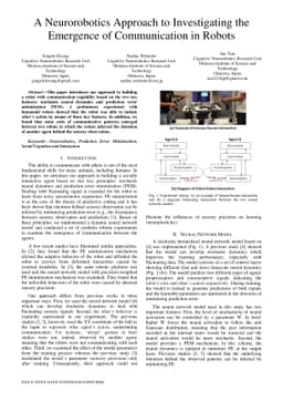 A Neurorobotics Approach to Investigating the Emergence of Communication
  in Robots