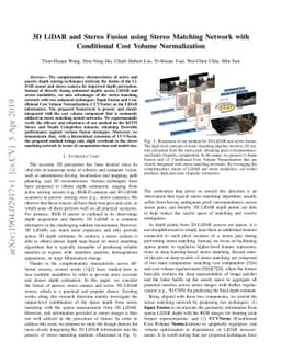 3D LiDAR and Stereo Fusion using Stereo Matching Network with
  Conditional Cost Volume Normalization