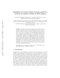 Simulation of virtual cohorts increases predictive accuracy of cognitive
  decline in MCI subjects