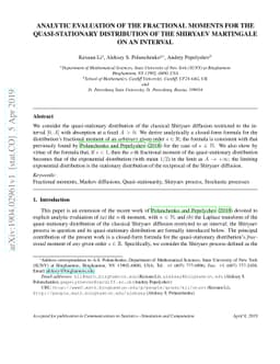 Analytic Evaluation of the Fractional Moments for the Quasi-Stationary
  Distribution of the Shiryaev Martingale on an Interval