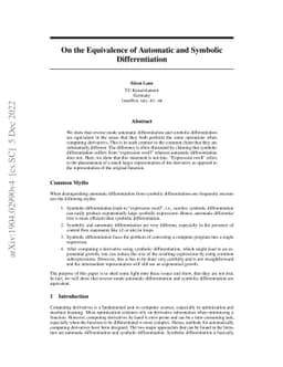 On the Equivalence of Automatic and Symbolic Differentiation