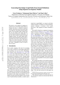 Generating Knowledge Graph Paths from Textual Definitions using
  Sequence-to-Sequence Models