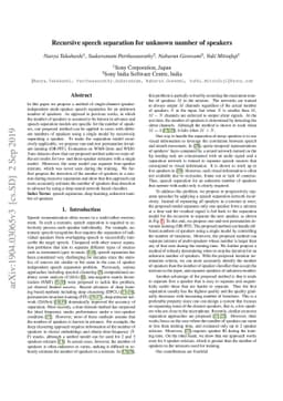 Recursive speech separation for unknown number of speakers