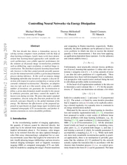 Controlling Neural Networks via Energy Dissipation