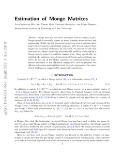 Estimation of Monge Matrices