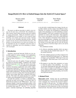 Image2StyleGAN: How to Embed Images Into the StyleGAN Latent Space?