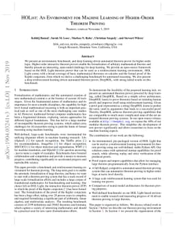 HOList: An Environment for Machine Learning of Higher-Order Theorem
  Proving