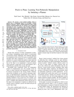 Pixels to Plans: Learning Non-Prehensile Manipulation by Imitating a
  Planner