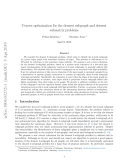 Convex optimization for the densest subgraph and densest submatrix
  problems