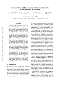 Generate, Filter, and Rank: Grammaticality Classification for
  Production-Ready NLG Systems