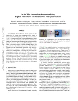 In the Wild Human Pose Estimation Using Explicit 2D Features and
  Intermediate 3D Representations