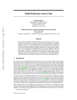 Multi-Preference Actor Critic