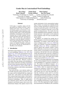 Gender Bias in Contextualized Word Embeddings