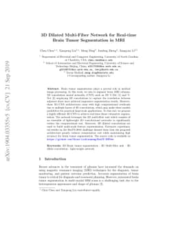 3D Dilated Multi-Fiber Network for Real-time Brain Tumor Segmentation in
  MRI