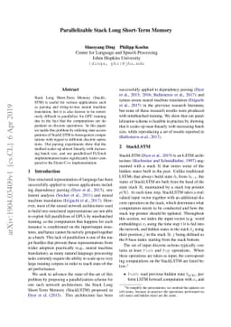 Parallelizable Stack Long Short-Term Memory