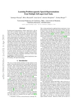 Learning Problem-agnostic Speech Representations from Multiple
  Self-supervised Tasks