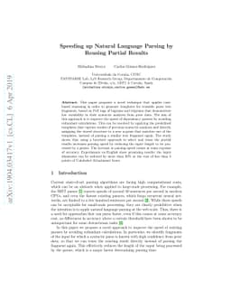 Speeding Up Natural Language Parsing by Reusing Partial Results