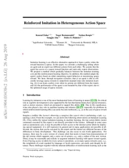 Reinforced Imitation in Heterogeneous Action Space