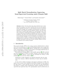 Split Batch Normalization: Improving Semi-Supervised Learning under
  Domain Shift
