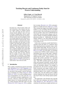 Tracking Discrete and Continuous Entity State for Process Understanding