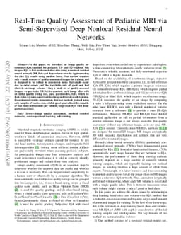 Real-Time Quality Assessment of Pediatric MRI via Semi-Supervised Deep
  Nonlocal Residual Neural Networks