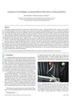Learning to Control Highly Accelerated Ballistic Movements on Muscular
  Robots