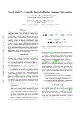 Speech Model Pre-training for End-to-End Spoken Language Understanding