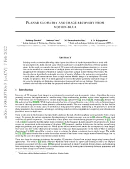 Planar Geometry and Image Recovery from Motion-Blur