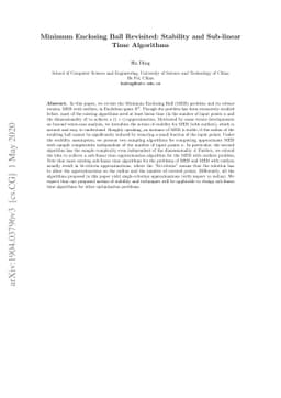 Minimum Enclosing Ball Revisited: Stability and Sub-linear Time
  Algorithms