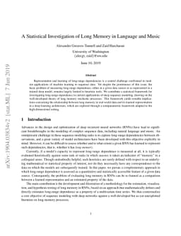 A Statistical Investigation of Long Memory in Language and Music