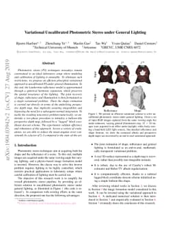 Variational Uncalibrated Photometric Stereo under General Lighting