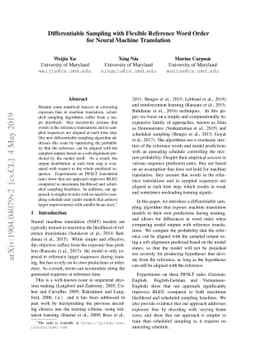 Differentiable Sampling with Flexible Reference Word Order for Neural
  Machine Translation