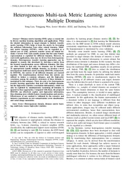 Heterogeneous Multi-task Metric Learning across Multiple Domains