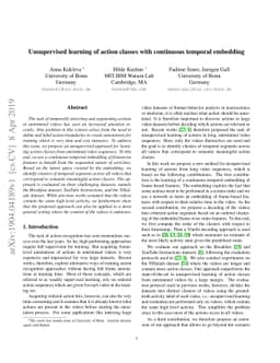 Unsupervised learning of action classes with continuous temporal
  embedding