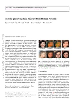 Identity-preserving Face Recovery from Stylized Portraits