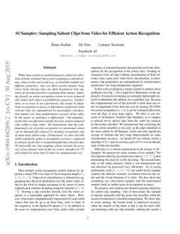 SCSampler: Sampling Salient Clips from Video for Efficient Action
  Recognition