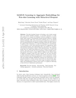 L2AE-D: Learning to Aggregate Embeddings for Few-shot Learning with
  Meta-level Dropout