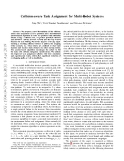 Collision-aware Task Assignment for Multi-Robot Systems